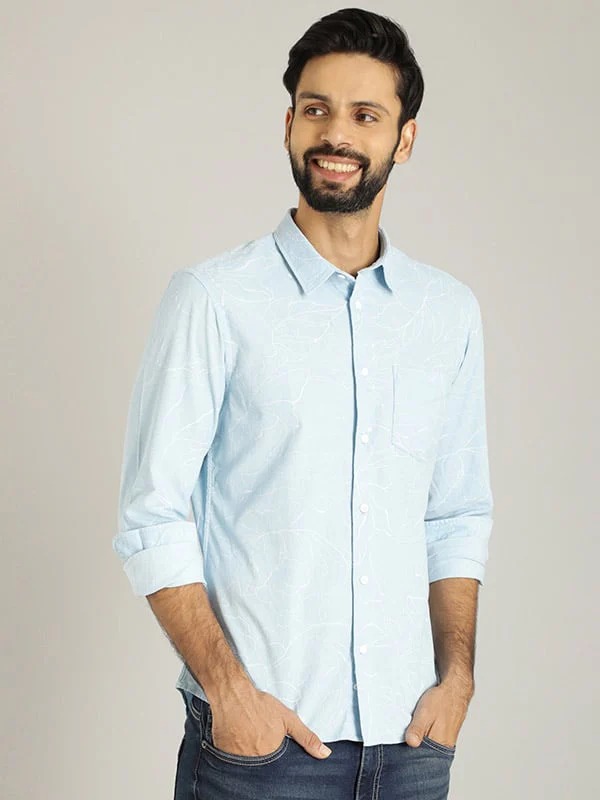 Indian Terrain Men All Over Print Blue Shirt